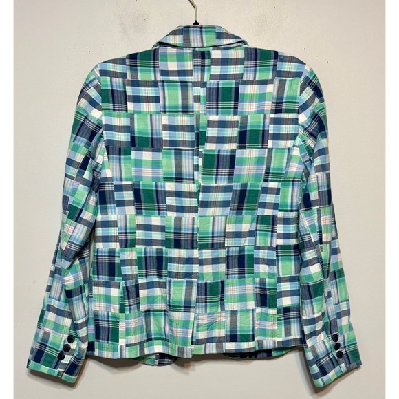 Talbots Madras Plaid Cotton Patchwork Blazer Jacket Womens Size 6 Retro Preppy - Picture 2 of 8